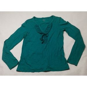AnnTAYLOR LOFT Petite green blouse size MP
